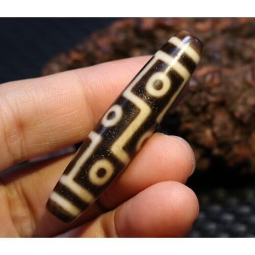Treasure Magic Power Tibetan Old Agate Ivory Color 9 Eye of Kingdom dZi Bead Amulet 5A+ Timestown UPD22