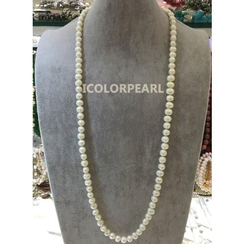 WEICOLOR 90cm 9-10mm Potato Shaped White Real Natural Cultured Freshwater Pearl Jewelry Sweater Necklace