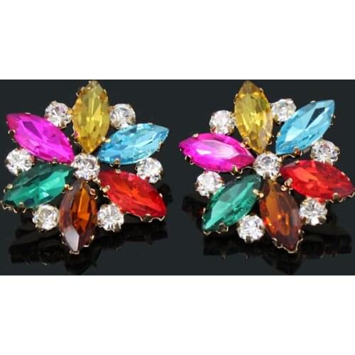 1PRS Crystal Jewelry Earrings Top Quality Korean Style Flower Shiny Crystal Earrings Big Earrings for women Brinco bijoux