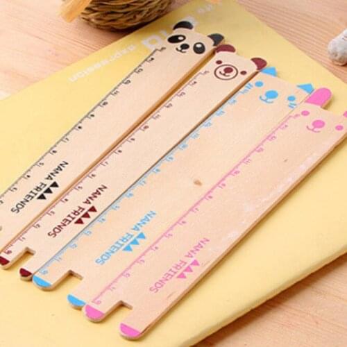 1PCS/lot Kawaii Animal design wooden Ruler Multifunction DIY Drawing Rulers For Kids Students Office School Stationery