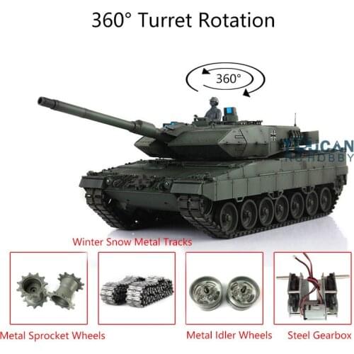 2.4G Henglong 1/16 TK7.0 Leopard2A6 RTR RC Tank 3889 W/ 360° Turret Metal Idlers TH17609