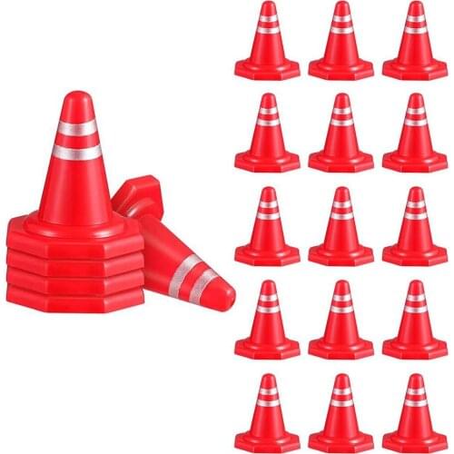 20pcs Traffic Roadblocks Simulation Sand Table Props DIY Road Cone Signs Mini PlasticTraffic Cones Sport Training Roadblock
