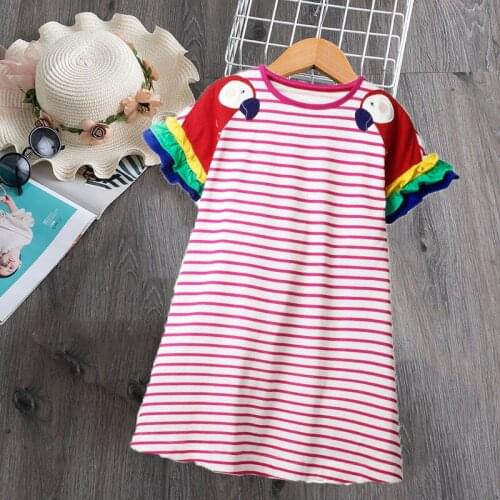 2021 New Girls Dresses Short Sleeve Baby Girls Summer Dresses Kids Cotton Clothing Casual Dresses For 2-7 Years Children Novelty