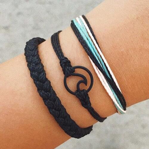 3pcs/set!! Charm Multi-layer Boho Beach Surf Bracelet Set Handmade Wave Bracelets Jewelry 2021 Fashion