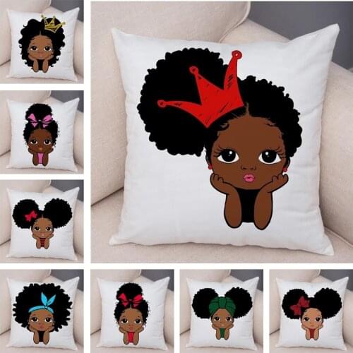 Africa Baby Cushion Cover for Sofa Home Children Room Decor Cute Cartoon Girl Pillow Case Soft Short Plush Pillowcase 45x45cm