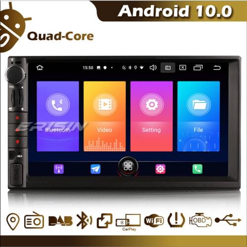 Erisin ES2749U 7" Universal Autoradio 2 Din Android 10 Car GPS SatNav DAB+ RDS Bluetooth OBD CarPlay DVB-T 4G WiFi DVR TPMS USB