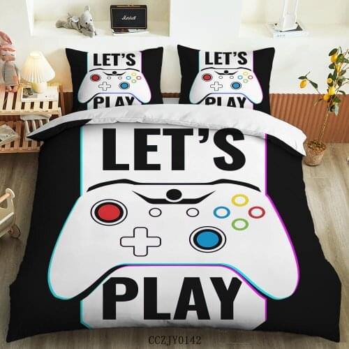 BailiPromise Teen Game Fans Bedding Set Bedroom 3D Print Gampad Pillowcase Soft Duvet Cover Boys Kids Youth Queen King Twin