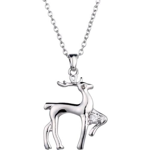 Bettyue Brand Simple Charm Originality Deer Cubic Zircon White Gold Animals Jewelry Necklaces For Women Wedding Party Gift