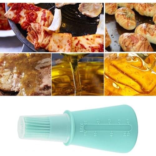 Oil Bottle With Brush BBQ Brush Eco-friendly Anti-deform Silicone Mini Oil Storage Bottle Baking BBQ Supplies for Home