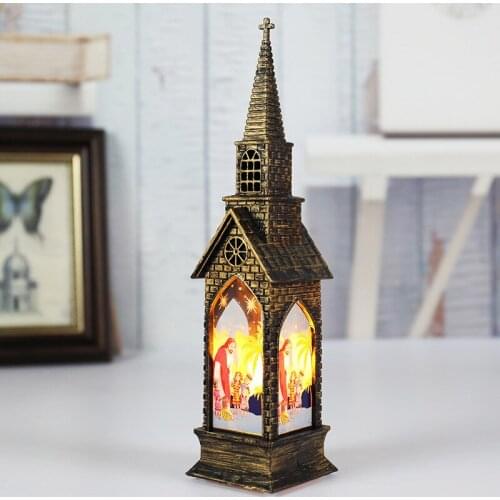 Home Vintage Portable Led Light With Christmas Elements Pattern Pvc Shade Battery Powered Lantern Innovative Gifts For Friend