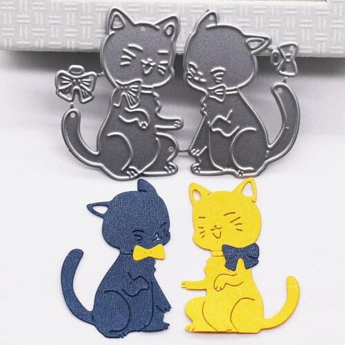Two Cats Metal Cutting Dies Scrapbooking Album Photo Paper Card Making Crafts Embossing DIY Template Stencil Slimline Dies
