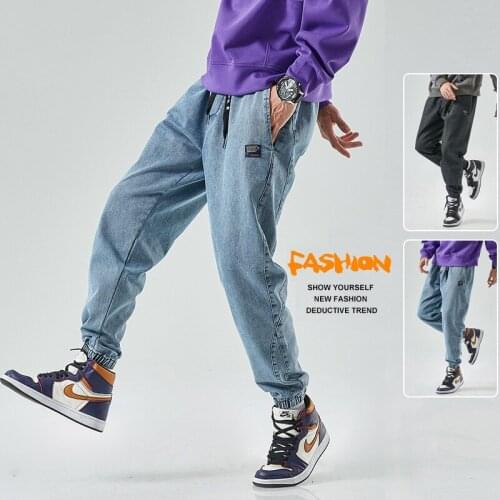 Fall New Jeans Mens Loose Casual Washed Japanese Large Size Pants Hong Kong Style Casual Harem Pants Mens Trend
