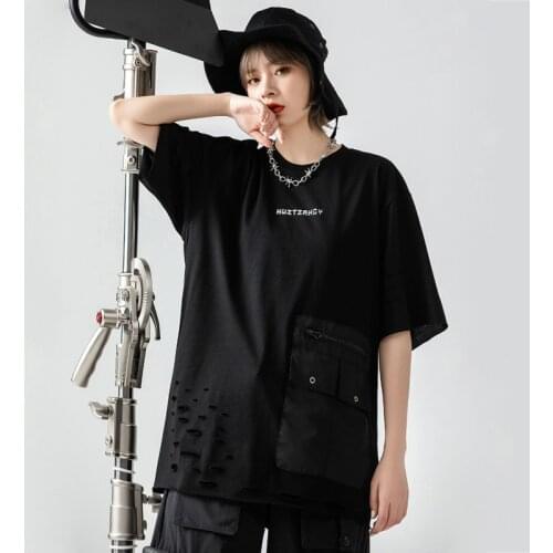 Tactical Hip Hop Black T-Shirts Zipper Pockets Men Summer Harajuku TShirts Cotton Loose Short Sleeve Shirts Techwear Streetwear