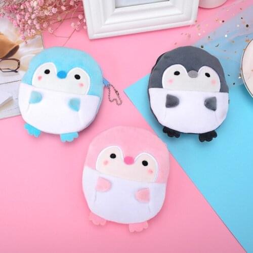Girls Zipper Mini Bag Childrens Gift Penguin Plush Coin Purse Cartoon Animal Keychain Bag Headphone Bag Toy Birthday Gift Lady
