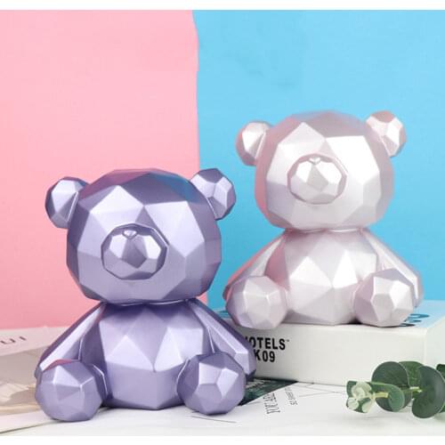 Cartoon Bear Piggy Bank Nordic Home Ornaments Figurines Miniature Bear Money Box Gift Children Coins Holders Box Decor Crafts