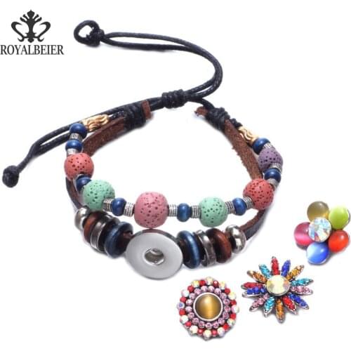 ROYALBEIER 10pcs/lot Mix Cute Smiley Cartoon Pattern 20mm Round Snap Buttons Fit Snap Earrings Bracelet Beads for Jewelry