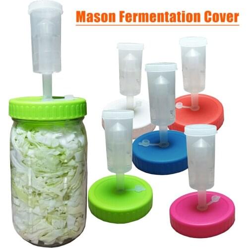 Fermentation Lid Cover with One-way Exhaust Valves Fermenting Lids Kit for Wide Mouth Mason Jars 86mm JW