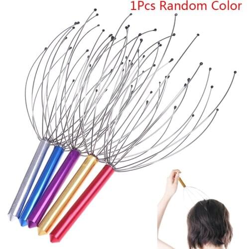 12 Finger Head Massager Anti Pain Relief Octopus Scalp Neck Massagetool Relax Body Steel Ball Manual Massager Tool