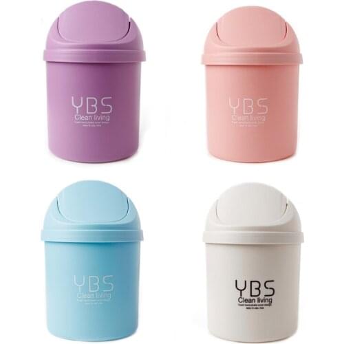 Cute Home Office table Trash Can Mini Small Waste Bin With Lid Desktop Garbage Basket