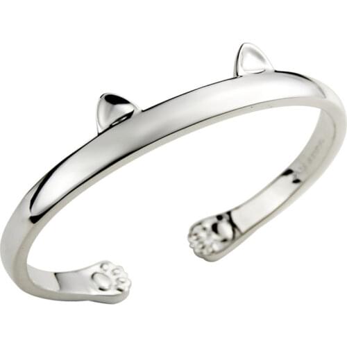 Fashion 925 Sterling Silver Woman Cuff Bracelet Open Cat Claws Adjustable Charm Bangle Girls Party Jewelry Gifts