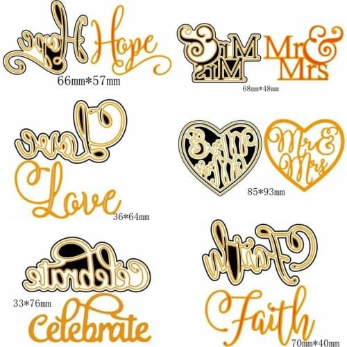 Mr&Mrs Love Faith Hugs Celebrate Wedding Metal Cutting Dies Stencil Scrapbook Album For Gift Card Making Handcraft New 2019