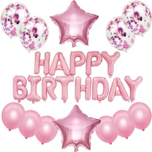 18 Inch Happy Birthday Balloon Set Letter Foil Birthday Party Decoration Kids Rose Gold Confetti Happy Birthday Balloons Kids