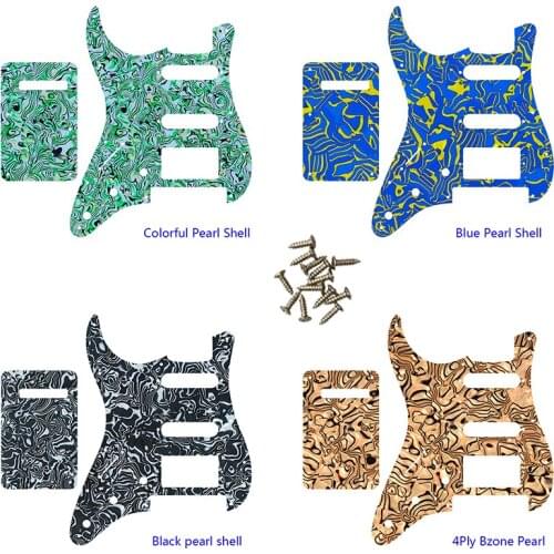Pleroo Guitar Pickguard-For Left Hand US 11 Screw Holes Strat With Floyd Rose Tremolo Bridge PAF HSS Scratch Plate & Back Plate