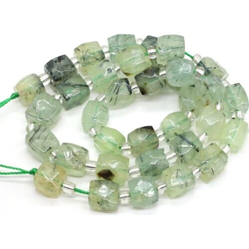 Natural Green Rutilated Quartz Beaded Stylish Rectangular Temperament Beads for Jewelry Making DIY Bracelet Accessories 10-11mm