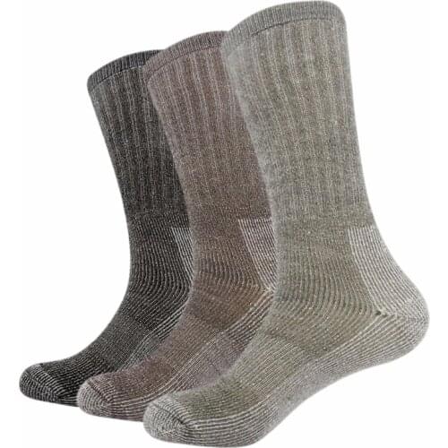 3pairs/bag Vihir Men Winter Cushioned Merino Wool Socks High Knee Outdoor Sports Hiking Camping Climbing Socks Cycling Ski Socks