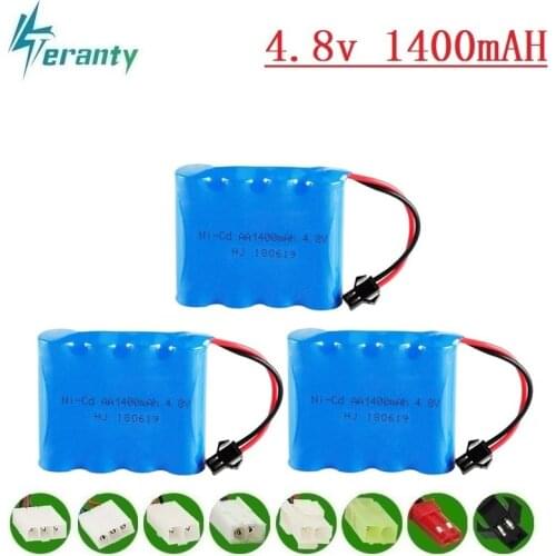 Upgrade 4.8v 1400mah NICD Battery For Rc Toys Cars Tanks Robots Guns Boats AA NI-CD 1400mah 4.8v Rechargeable Battery Pack 3PCS