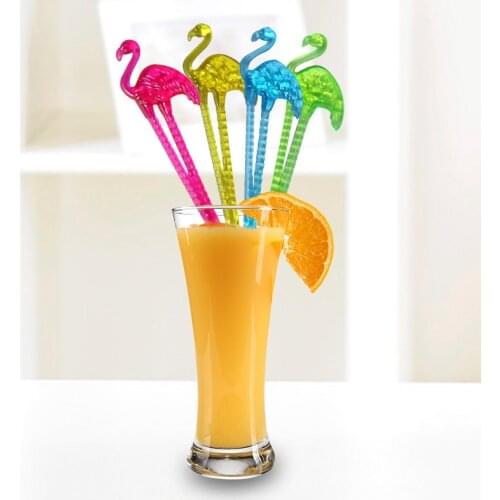 50pcs Disposable Plastic Flamingo Cocktail Swizzle Sticks Drink Wine Beverage Stirrer Coffee Muddler Puddler KTV Bar Decation