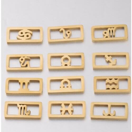 12Pcs Square Constellations Connector Charms Mirror Polish Stainless Steel Charms for DIY Jewelry Making Necklace Braid Bracelet