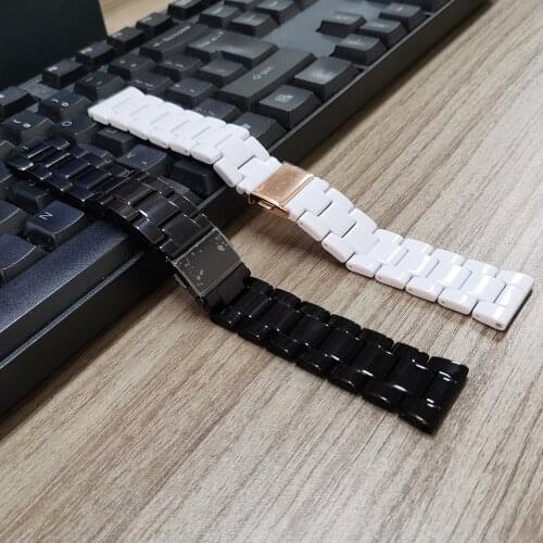 22mm 20mm Lightweight Smooth Strap for Samsung Galaxy Watch 3 Band 45mm 41mm 46mm Active 2 1 Bracelet Black/White Plastic Belt