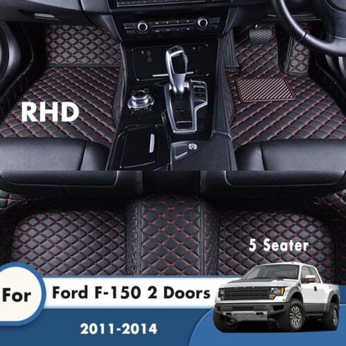 RHD Carpets For Ford F-150 2 Doors 2014 2013 2012 2011 5 Seats Car Floor Mats Leather Custom Auto Styling Interior Accessories