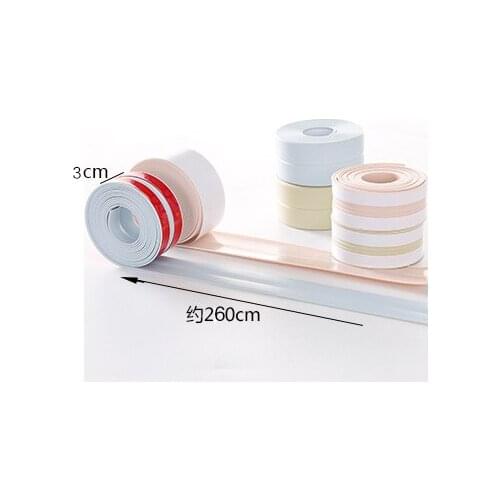 Self Adhesive Kitchen Ceramic Sticker Waterproof Anti-moisture PVC Sticker Bathroom Wall Corner Line Sink Stickers 260*3cm