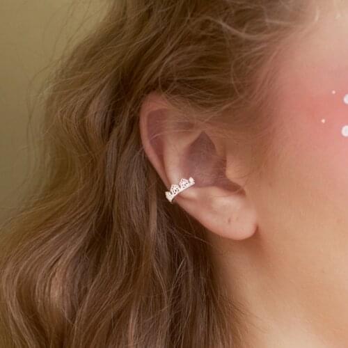 Clip Earrings Crown Lace For Women No pierced High Quality Fashion Korea Hot Sale New Trendy Student Girl Gift Jewelry BOYULIGE