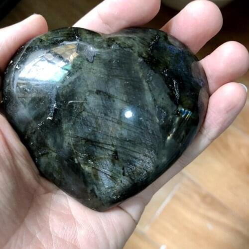 ONLY ONE!! Large Labradorite Heart-Carved Labradorite Hearts,Reiki Chakra Healing Stone Hearts,76x33mm 200grams