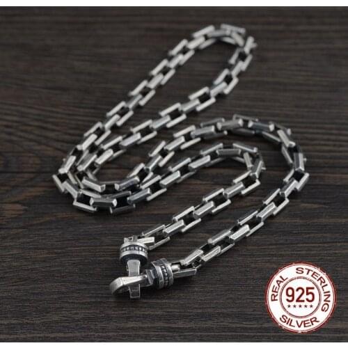 925 Silver Heavy 7mm Thick Big Necklace 925 Sterling Silver Necklace Thai Silver Chain Necklace S925 Chain Necklace Men Jewelry