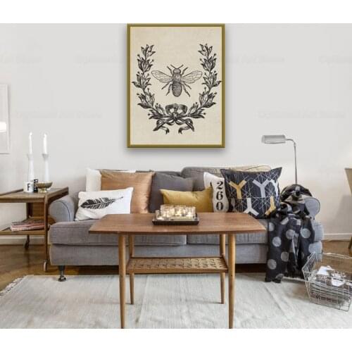 Vintage Bee Poster Prints French Country Cottage Wall Art Canvas Painting Picture Victorian Art Print Farmhouse Art Wall Decor