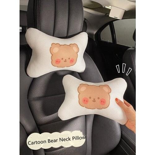 Cartoon Bear Breathable Mesh High-end Car Interior Decorations Supplies Summer Four Seasons Car Neck Pillow