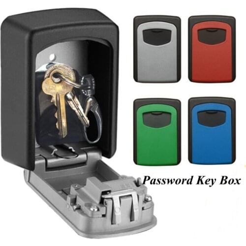 Key Box Safe Wall Mounted Sturdy Aluminum Alloy 4 Digit Combination Key Storage Lock Box Weatherproof Indoor Outdoor Rotate Dial