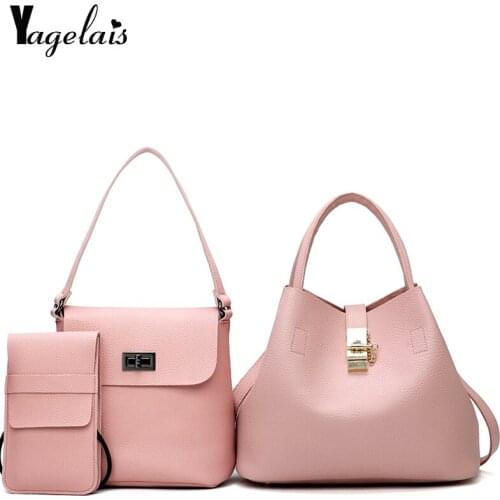 Women Bag With free Purse /Wallet Top-Handle Bags Female 2019 Women Messenger Bags Handbag Set PU Leather Composite Bag