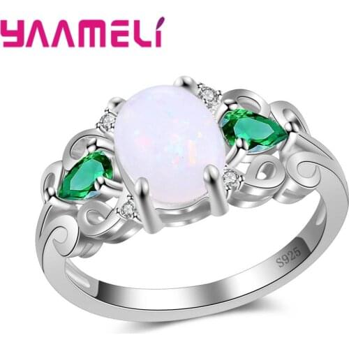 Popular 925 Sterling Silver Accessories Pretty Party Women Finger Rings Senior Ladies Jewelry With Romantic Opal Stone
