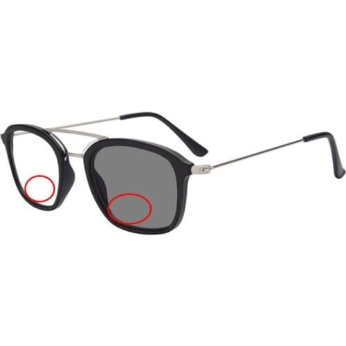 Women Double Beam Square Photochromic Bifocals Reading Glasses Magnifier Men Look Near Far Presbyopic Sunglasses Driving Fishing