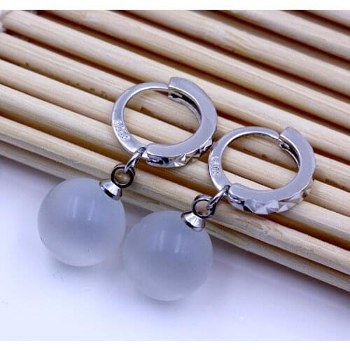 New Silver Plated Female Starry Cats Eye Earrings Female High Quality Ear Jewelry Wholesale Elegant Earrings Women Accessories