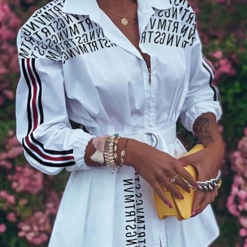 Women Letter Print Ruched Long Sleeve Shirt Dress Femal Sexy Mini Beach Dress New Elegant Sexy Party Dress Robes Vestidos Платья