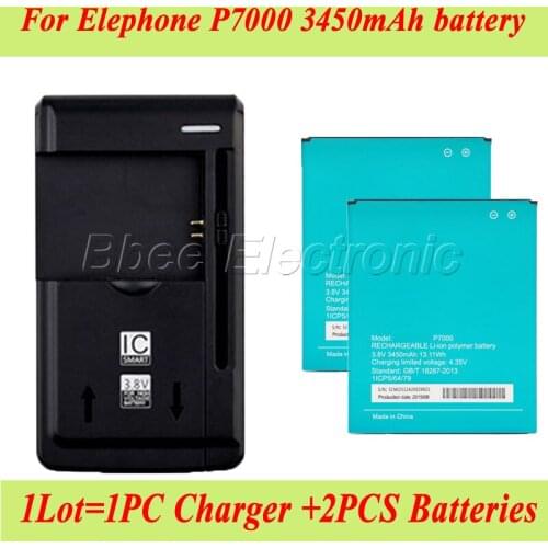 1LOT =1PC Universal Dock Charger +2PCS 3450mAh For Elephone P7000 Battery Batterie Bateria AKKU Accumulator PIL Cell Phone