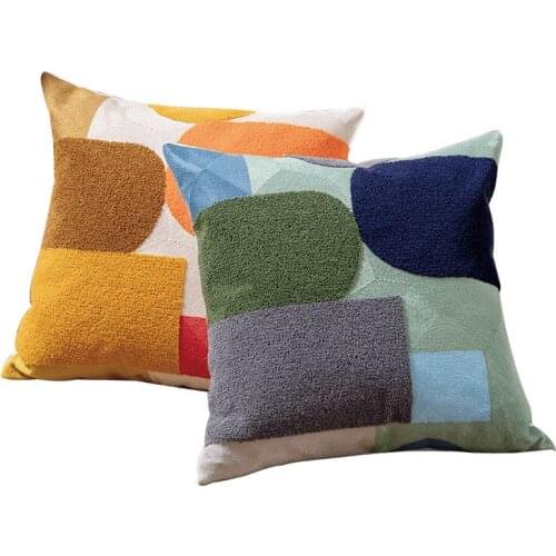 45x45cm/30x50cm Modern Geometric Soft Cozy Pillow Cover Cotton Canvas Towel-embroidered Sofa cushion cover Home Decoration