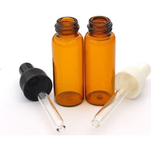 50pcs 5ml Amber Glass Bottle with Pure Glass Dropper Perfume Sample Mini Bottle Tubes Essential Oil Vial