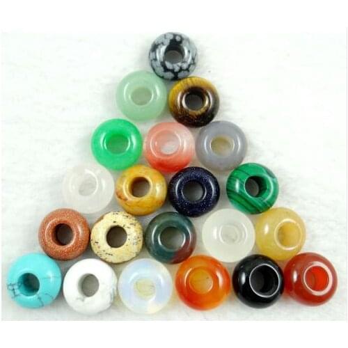 8*14mm Natural stone aventurine lapis Quartz Crystal ronde vorm groot gat kralen pendant for diy Jewelry making Accessories10pc